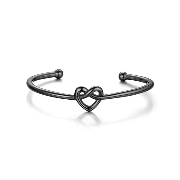 KeyStyle Bangle Bracelet for Women, Heart Love Shape Knot Open Adjustable Bracelet Mother Day Jewelry Gift for Mom