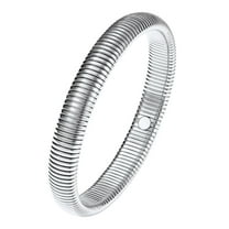 KeyStyle Silver Bangle Bracelets for Women, Adjustable Twist Stretch Bracelet Christmas Jewelry Valentine Day Gift for Her