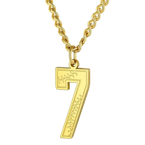 KeyStyle Baseball Necklaces for Men Gold Plated Number Pendant Necklace for Sports Athlete Mens Chain Necklace Birthday Gifts for Men