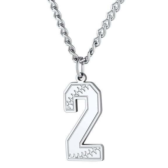 KeyStyle Baseball Number Necklace for Men Number Pendant Necklace Stainless Steel Sports Athlete Baseball Necklaces Mens Jewelry Valentines Gift for Husband