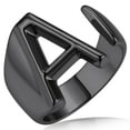 thumbnail image 1 of KeyStyle Black Letter Initial Ring for Women Bold Open Statement Ring Adjustable Trendy Party Jewelry Birthday Valentine's Day Gift for Wife, 1 of 10