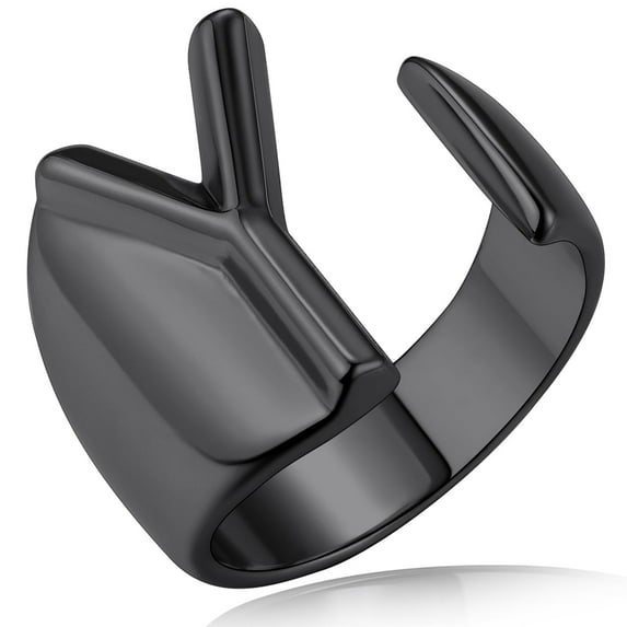 KeyStyle Black Letter Initial Ring for Women Bold Open Statement Ring Adjustable Trendy Party Jewelry Birthday Valentine's Day Gift for Wife