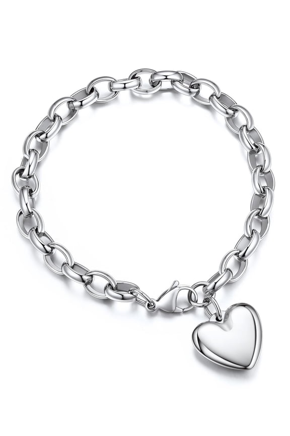 Bracelets for Women Stainless Steel Heart Charm Bracelet Adjustable Mother's Day Jewelry Gifts for Mom