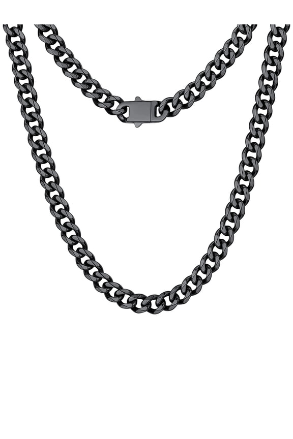 Chain Necklace for Men Women, Stainless Steel Maimi Cuban Link Chain, Trendy Hip Hop Curb Chain Jewelry Birthday Christmas Valentine Gifts,6/9/12mm Width,18-30" Length