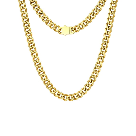 KeyStyle Chain Necklace for Men Women, Stainless Steel Maimi Cuban Link Chain, Trendy Hip Hop Curb Chain Jewelry Birthday Christmas Valentine Gifts,6/9/12mm Width,18-30" Length