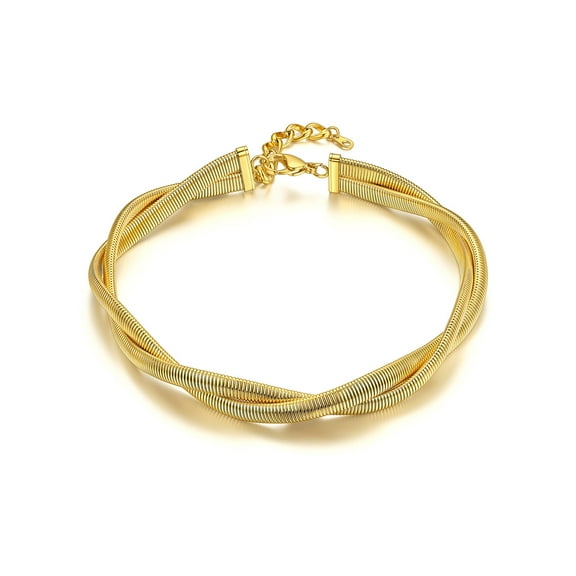 KeyStyle Choker Chain Necklace Stretch Snake Chunky Chain 14K Gold Plated Necklace for Womens Hip Pop Jewelry Anniversary Gifts for Wife