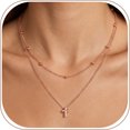 thumbnail image 1 of KeyStyle Cross Necklace for Women,14K Rose Gold Plated Double Layered Cross Pendant Copper Christmas Easter Christian Jewelry Gifts, 1 of 9
