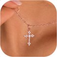thumbnail image 1 of KeyStyle Cross Necklace for Women Rose Gold Plated Dainty Cross Pendant Hypoallergenic Chain Christmas Jewelry Gift for Her, 1 of 7