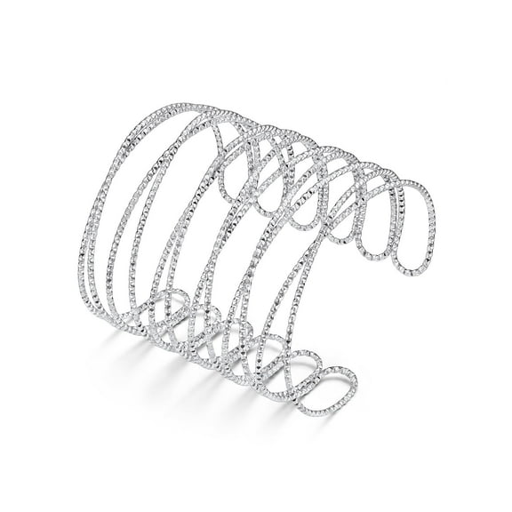 KeyStyle Cuff Bracelet for Women Stainless Steel Bangles Bracelets Multi-layer Cross Wire Textured Stackable Bracelets Womens Jewelry Valentines Day Gifts