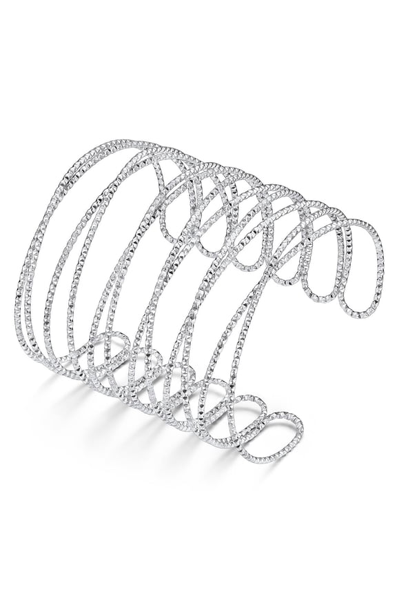 Cuff Bracelet for Women Stainless Steel Bangles Bracelets Multi-layer Cross Wire Textured Stackable Bracelets Womens Jewelry Valentines Day Gifts