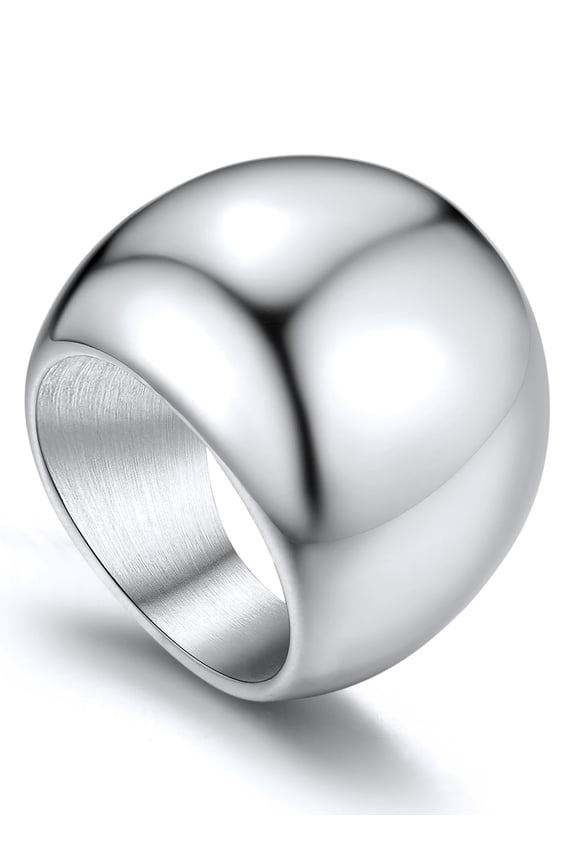 Dome Rings for Women Chunky Signet Ring for Men Stainless Steel Stacking Croissant Statement Ring Jewelry Birthday Gift, Size 7-12