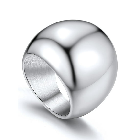 KeyStyle Dome Rings for Women Chunky Signet Ring for Men Stainless Steel Stacking Croissant Statement Ring Jewelry Birthday Gift, Size 7-12