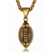 KeyStyle Football Pendant Necklaces for Men Stainless Steel Chain Necklaces for Athlete Sports Lover Jewelry Necklace Father Day Valentine's Day Gift for Men