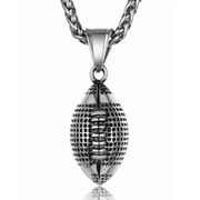 KeyStyle Football Pendant Necklaces for Men Stainless Steel Chain Necklaces for Athlete Sports Lover Jewelry Necklace Father Day Valentine's Day Gift for Men