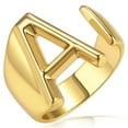 thumbnail image 1 of KeyStyle 14K Gold Plated Initial Ring for Women Alphabet Letter Ring Adjustable Personalized Bold Statement Jewelry Stacking Ring Valentine's Day Gifts for Wife, 1 of 10