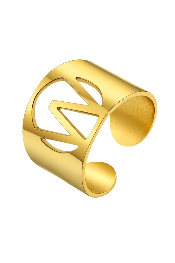 Gold Plated Initial Rings for Women Letter Statement Cuff Rings for Men Adjustable Jewelry Birthday Gift for Women