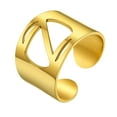 thumbnail image 1 of KeyStyle Gold Plated Initial Rings for Women Letter Statement Cuff Rings for Men Adjustable Jewelry Birthday Gift for Women, 1 of 10