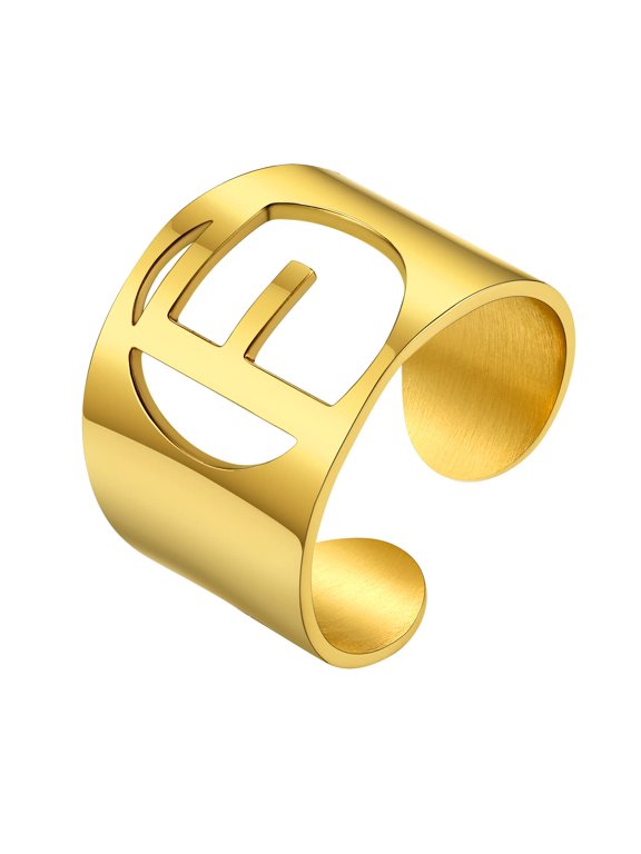 Gold Plated Initial Rings for Women Letter Statement Cuff Rings for Men Adjustable Jewelry Birthday Gift for Women