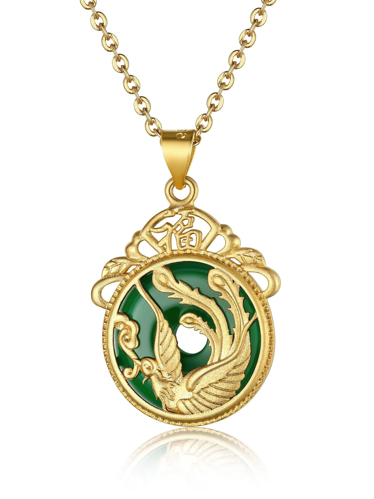 Keystle KeyStyle Phoenix Jade Necklace for Women Men Gold Plated Pendant ...