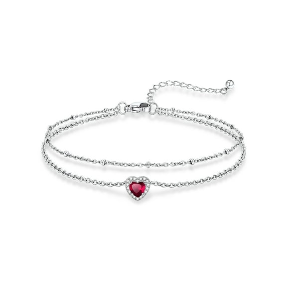 KeyStyle Heart Birthstone Anklets for Women Stainless Steel Adjustable Anklets Bracelets for Summer Beach Pool Parties, Mother's Day Jewelry Valentine's Day Gift for Wife