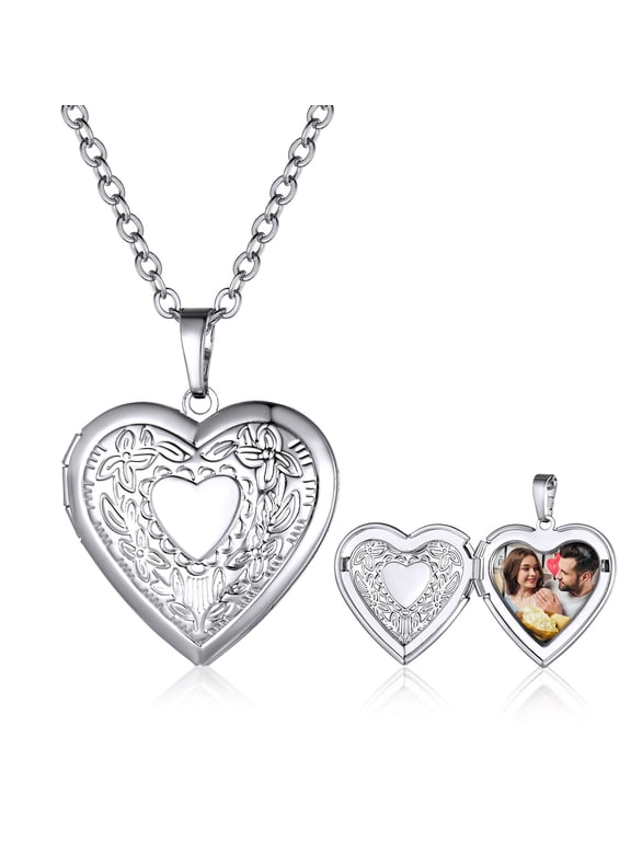 Heart Locket Necklace for Women Personalized Photo Necklaces with Picture Inside Christmas Jewelry Gifts for Mom Wife