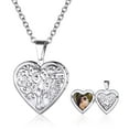 thumbnail image 1 of KeyStyle Heart Locket Necklace for Women Personalized Necklaces that Holds Pictures Tree Pattern Photo Locket Necklace Mother's Day Jewelry Gifts for Women, 1 of 9