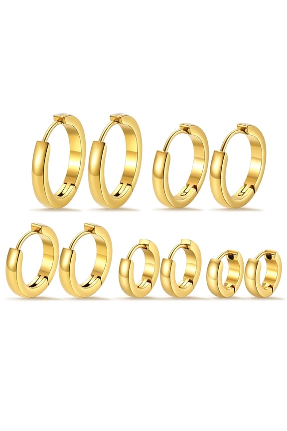 14K Gold Plated Hoop Earrings Set for Women Men Small Lightweight Huggie Earring Jewelry Birthday Valentine Gift for Wife Husband