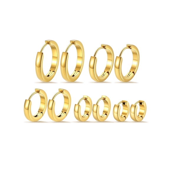 KeyStyle Hoop Earrings Set for Women, Silver Men Small Hoop Earrings Set Hypoallergenic Lightweight Huggie Earrings Set Jewelry Anniversary Gift