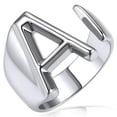 thumbnail image 1 of KeyStyle Silver Initial Rings Letter Statement Ring for Women Bold Open Adjustable Trendy Party Jewelry Anniversary Valentine's Day Gift, Size 6-10, 1 of 10
