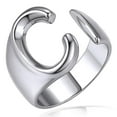 thumbnail image 1 of KeyStyle Silver Initial Rings Letter Statement Ring for Women Bold Open Adjustable Trendy Party Jewelry Anniversary Valentine's Day Gift, Size 6-10, 1 of 10