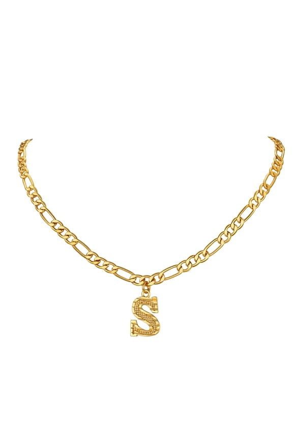 Initial Necklace for Women Men Gold Plated Figaro Letter Chain Necklace Alphabet Choker Necklaces Jewelry Christmas Birthday Valentine's Day Gift