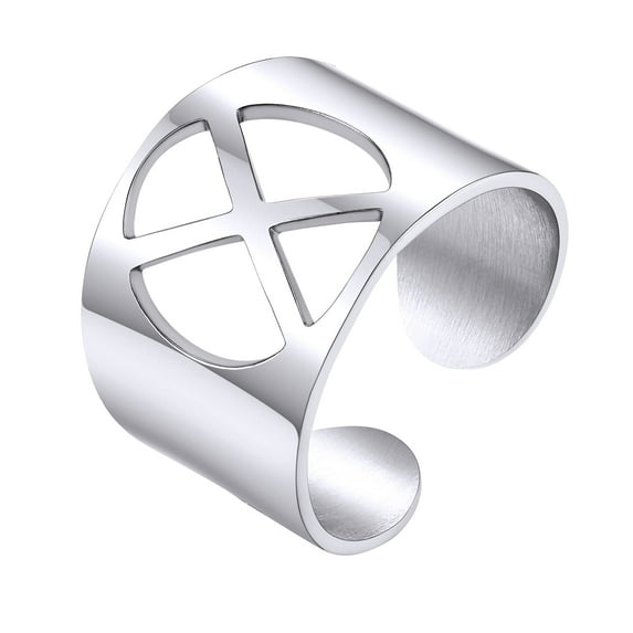 KeyStyle Initial Rings for Women Men Stainless Steel Letter Rings Cuff Statement Rings Personalised Jewelry Gift for Her