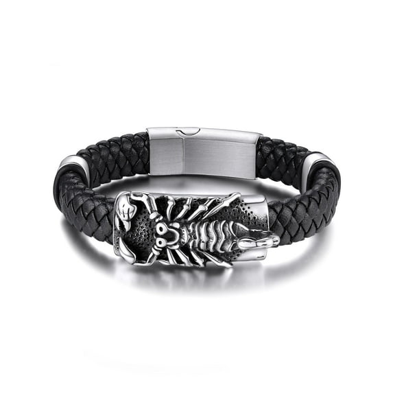 KeyStyle Leather Bracelet for Men Punk Vintage Braided Cuff Bangle Bracelet Men Jewelry Anniversary Gifts for Boyfriend