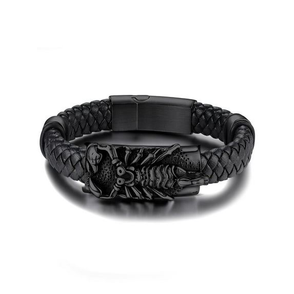 KeyStyle Leather Bracelet for Men Punk Vintage Braided Cuff Bangle Bracelet Men Jewelry Birthday Valentines Gift for Husband