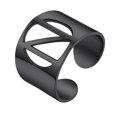 thumbnail image 1 of KeyStyle Letter Initial Rings for Women Men Black Plated Cuff Statement Rings Adjustable Personalised Jewelry Mother's Day Gift for Mom, 1 of 10