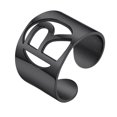 thumbnail image 1 of KeyStyle Letter Initial Rings for Women Men Black Plated Cuff Statement Rings Adjustable Personalised Jewelry Mother's Day Gift for Mom, 1 of 10