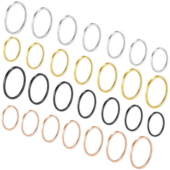 KeyStyle Midi Ring for Women Stainless Steel Simple Stacking Finger Band Ring Set, Four Color Set,Size 4-10