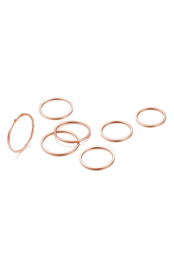 Midi Ring for Women Stainless Steel Simple Stacking Finger Band Ring Set, Rose Gold Plated, Size 4-10