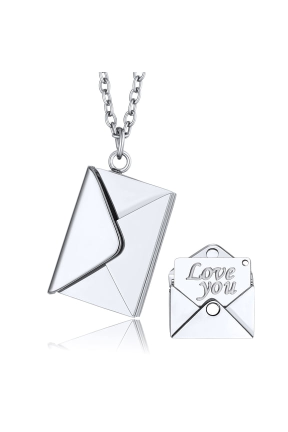 Envelope Locket Necklace with Love You Letter for Women Stainless Steel Christmas Valentine Birthday Gift for Her