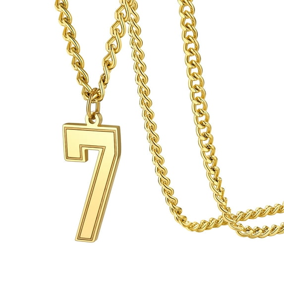 KeyStyle 18K Gold Plated Number Chain Necklaces for Athletes Men Women Sports Number Necklace Jewelry Father's Day Valentine Gifts