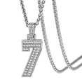 thumbnail image 1 of KeyStyle Number Pendant Necklace Sport Athletes Number Necklace for Men with Cubic Zirconia Hip Hop Jewelry for Women & Men, Number 0-9 Chain Necklace, 1 of 11
