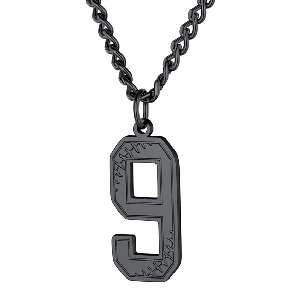 KeyStyle Number Pendant Necklace for Men Baseball Necklace Black Plated Athlete Sports Chain Necklace Anniversary Gifts Jewelry for Men