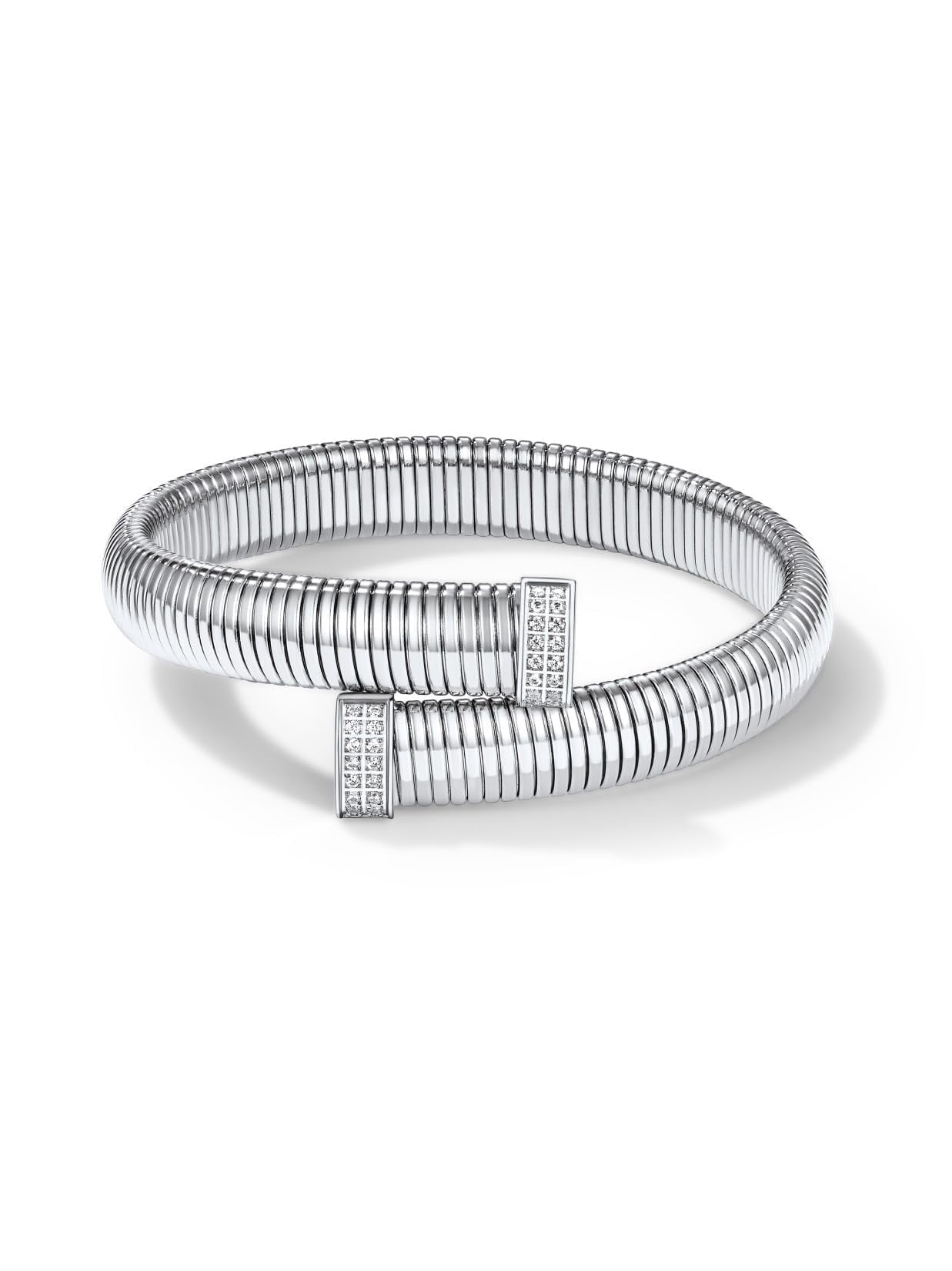 KeyStyle Open Cuff Bangle Bracelets for Women with Cubic Zirconia ...