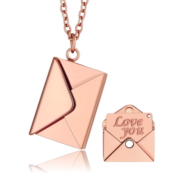 KeyStyle Envelope Locket Necklace with Love You Letter Necklace for Women Jewelry Graduation Gifts for Friend