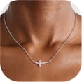 thumbnail image 1 of KeyStyle Sidways Cross Pendant Necklace for Women Faith Jewelry Christian Christmas Birthday Gifts for Her Mom Wife Ideas, 1 of 10