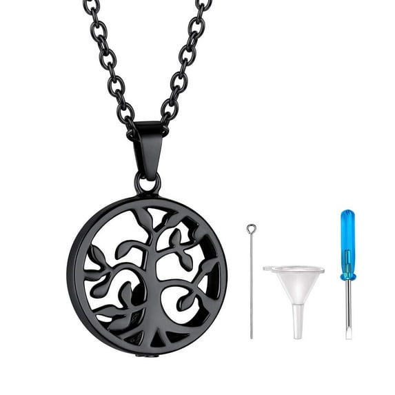 KeyStyle Urn Necklaces for Ashes Stainless Steel Pendant Necklaces for Women Memorial Jewelry for Ashes Holder Tree of Life Necklace