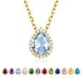 thumbnail image 1 of KeyStyle 14K Gold Plated Birthstone Necklaces for Women Teardrop Pear Pendant Necklace Shiny Birthday Jewelry Anniversary Valentine's Day Gifts for Wife, 1 of 10