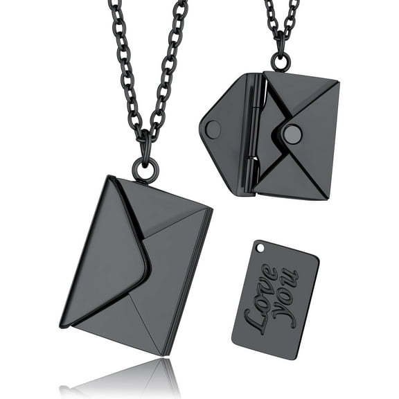 KeyStyle Locket Necklace with Love You Letter Envelope Locket Necklace for Women Personalized Valentine's Day Jewelry Thanksgiving Day Gift for Grandmother