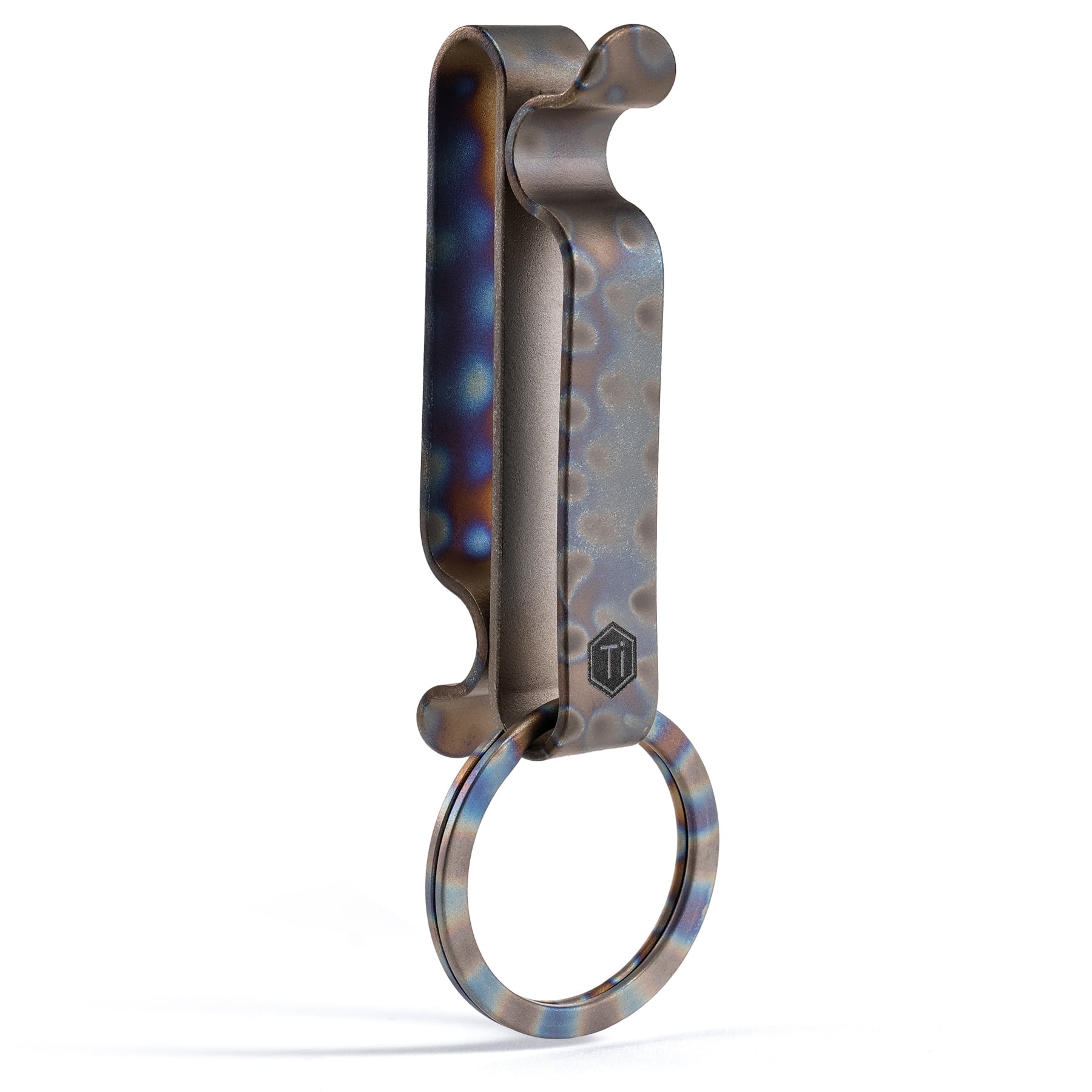KeyUnity Belt Key Clip Titanium Double Side Quick Release Key Holder with Detachable Keyring for Belt Pants Loop Pocket KM00 Multicolor