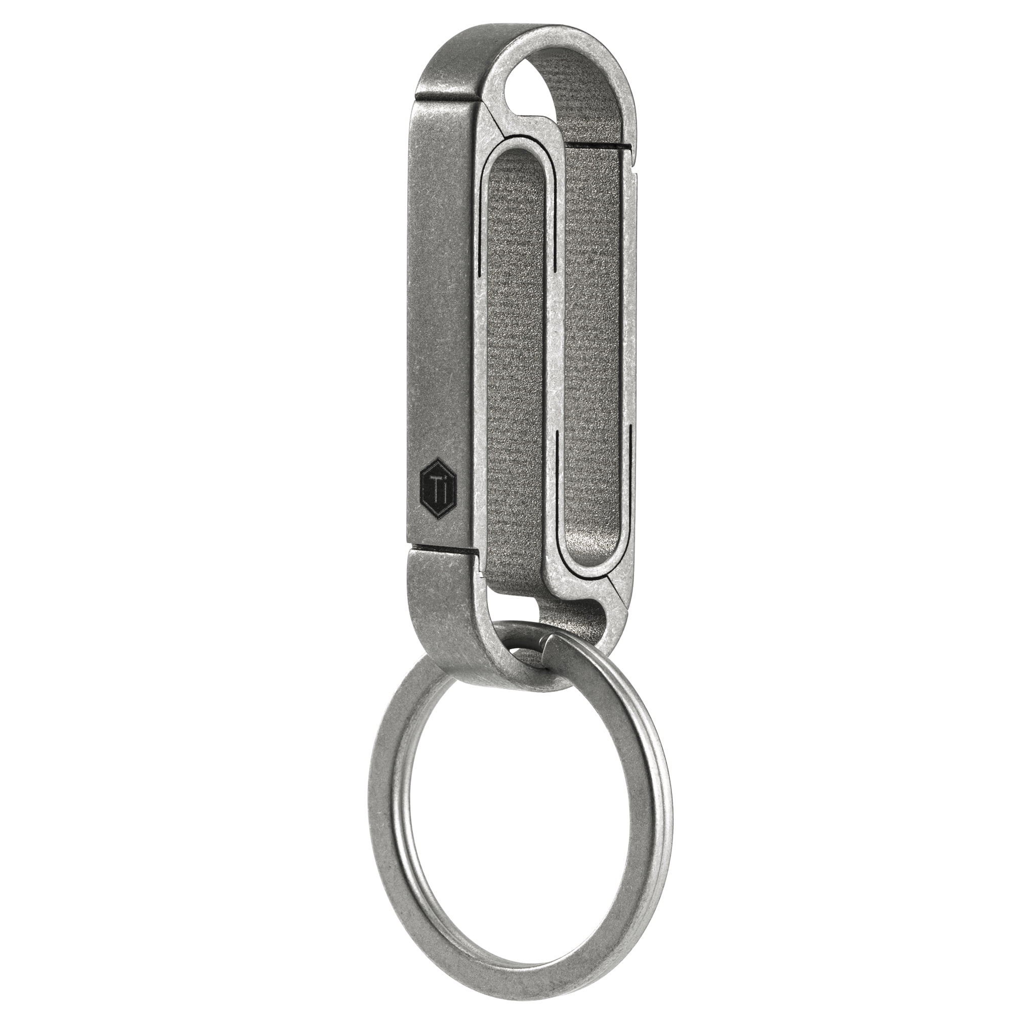 FEGVE Titanium Quick Release Key Chain Clip with 4 Key Rings Heavy Duty Small Carabiner Keychain Clip for Men and Women (Grey)
